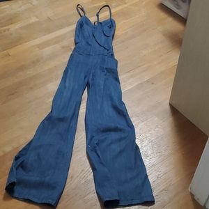 Denim Jumpsuit with leg legs and pockets